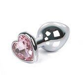 Втулка анальная серебр.цвет кристалла розовый, L 70 мм D 32 мм