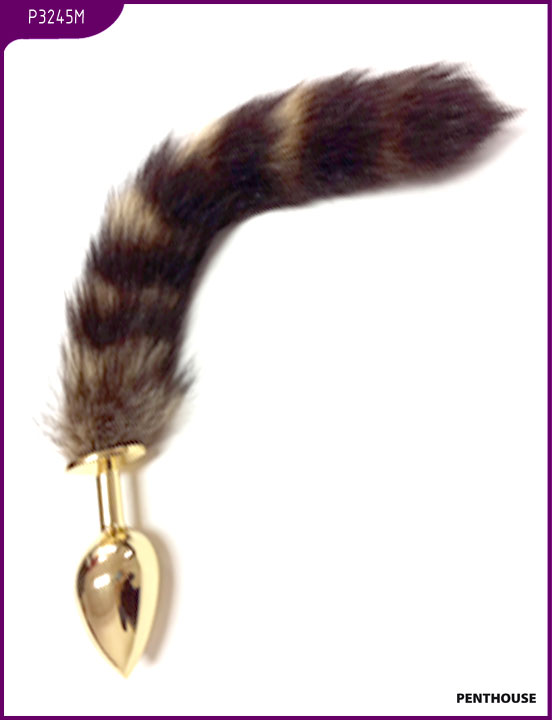 Золотая анальная пробка с пушистым лисьим хвостом, диаметр 3 см