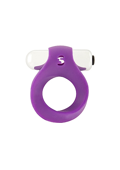 Эрекционное кольцо с вибропулей Shots Toys Vibrating Cockring, пурпурное