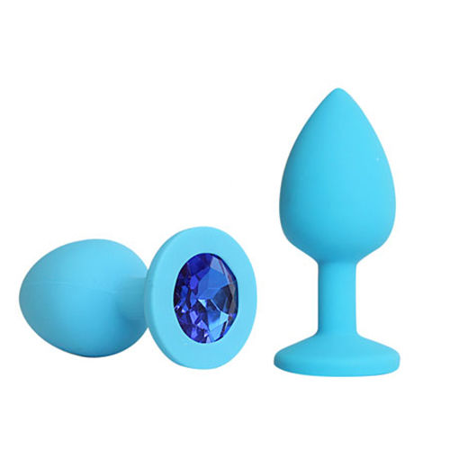 Втулка анальная синяя, кристалл синий, силикон, L 95 mm, D 40 mm