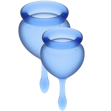SATISFYER FEEL GOOD MENSTRUAL CUP, набор менструальных чаш 15 и 20 мл, темно-синий