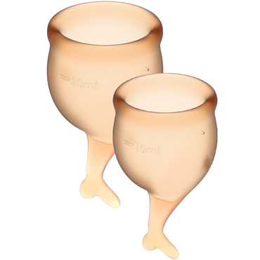 SATISFYER FEEL SECURE MENSTRUAL CUP, набор менструальных чаш 15 и 20 мл, оранжевый